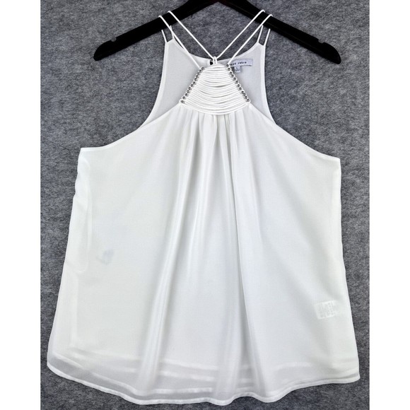 Embellished Tops - NAKED ZEBRA Ladies Halter Blouse, Bead Embellished Front, Sleeveless, Size Large